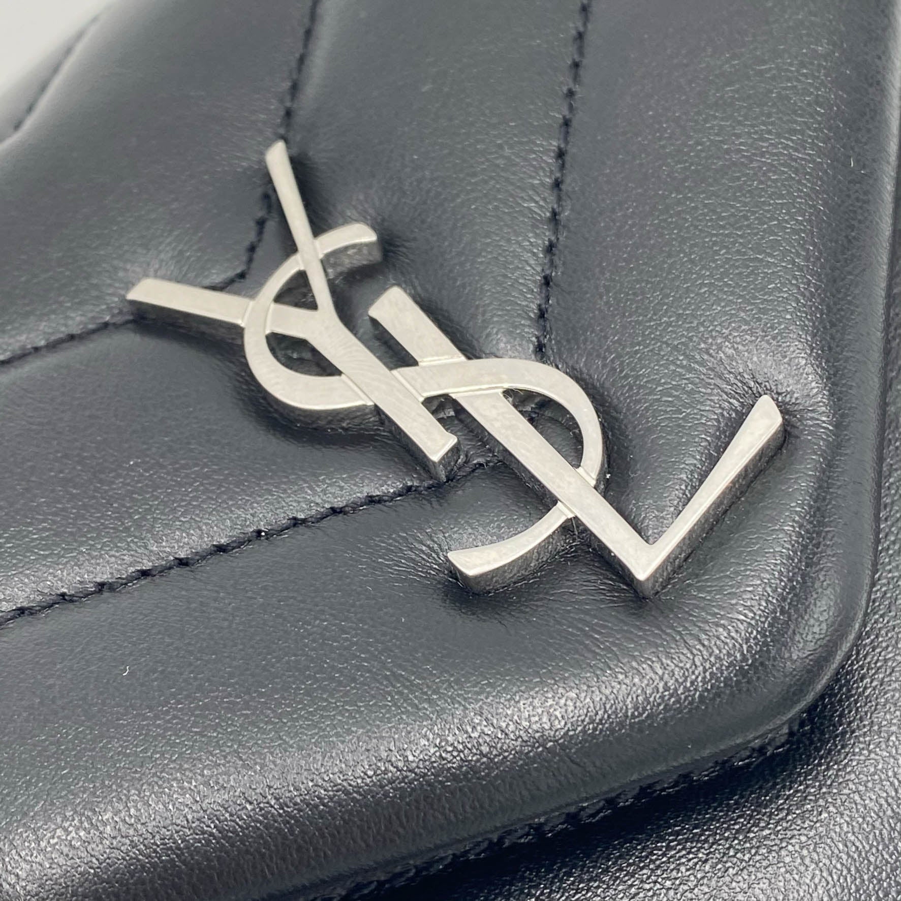 Saint Laurent Monogram Loulou Toy Silver Hardware Black Leather Shoulder Bag