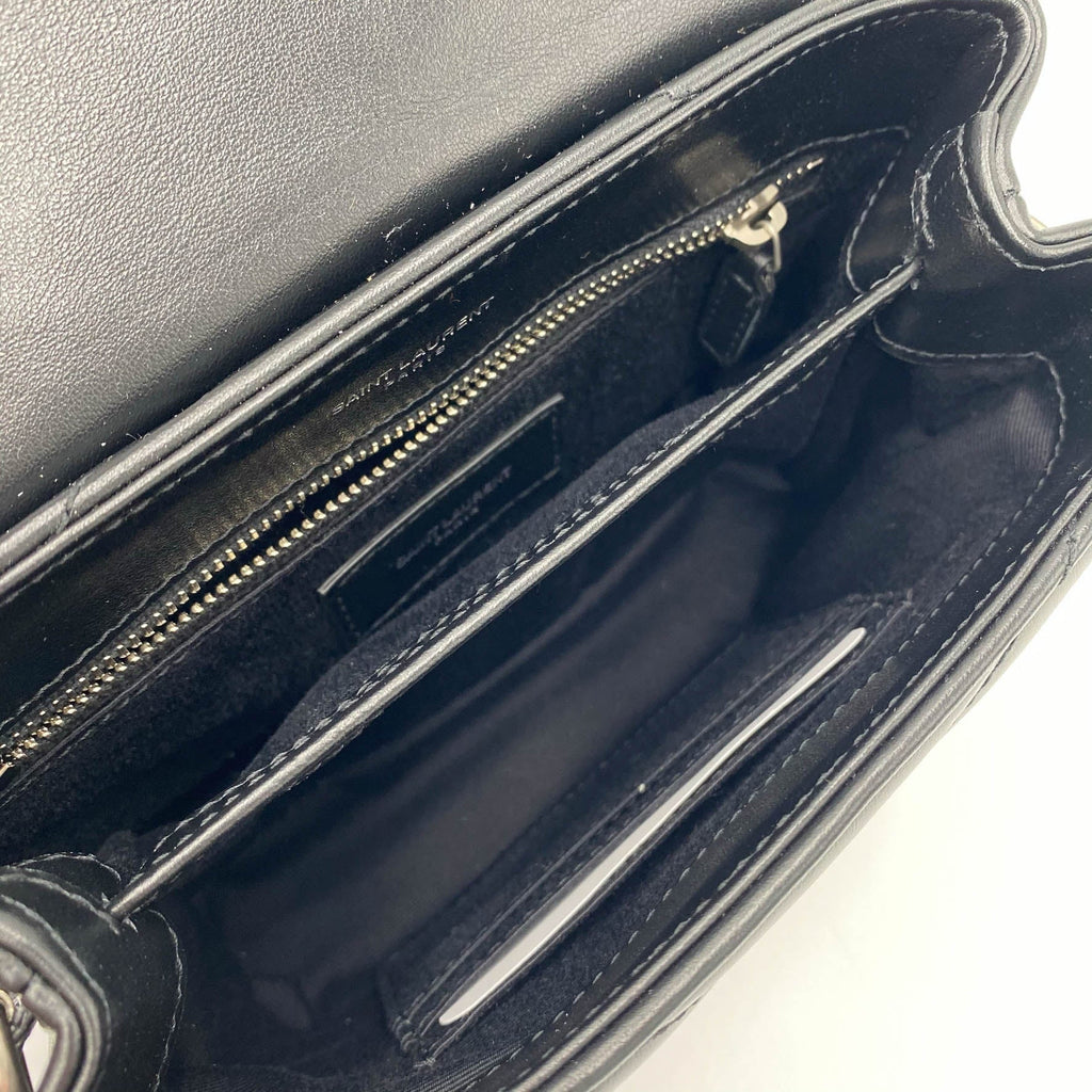 Saint Laurent Monogram Loulou Toy Silver Hardware Black Leather Shoulder Bag