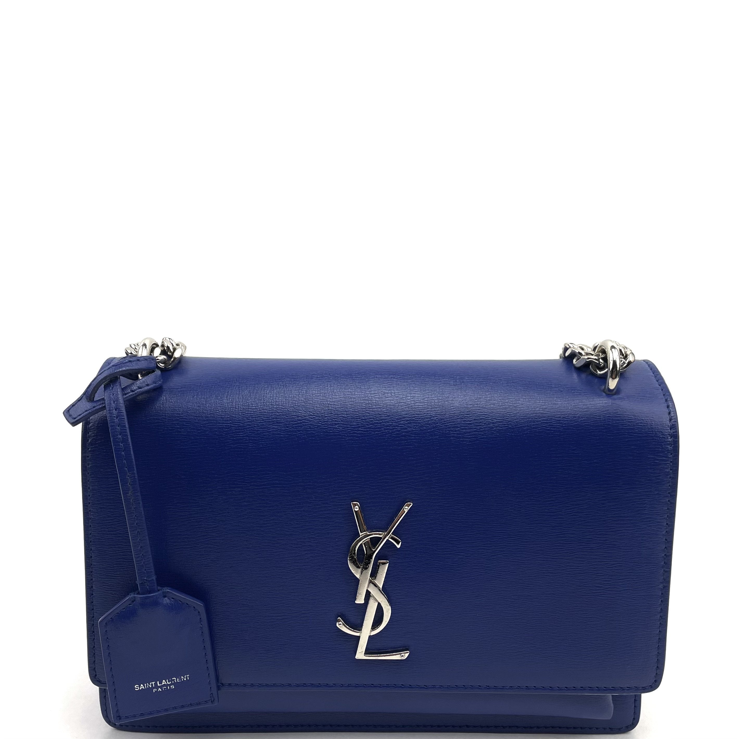 SAINT LAURENT Medium Sunset Shoulder Bag- Blue