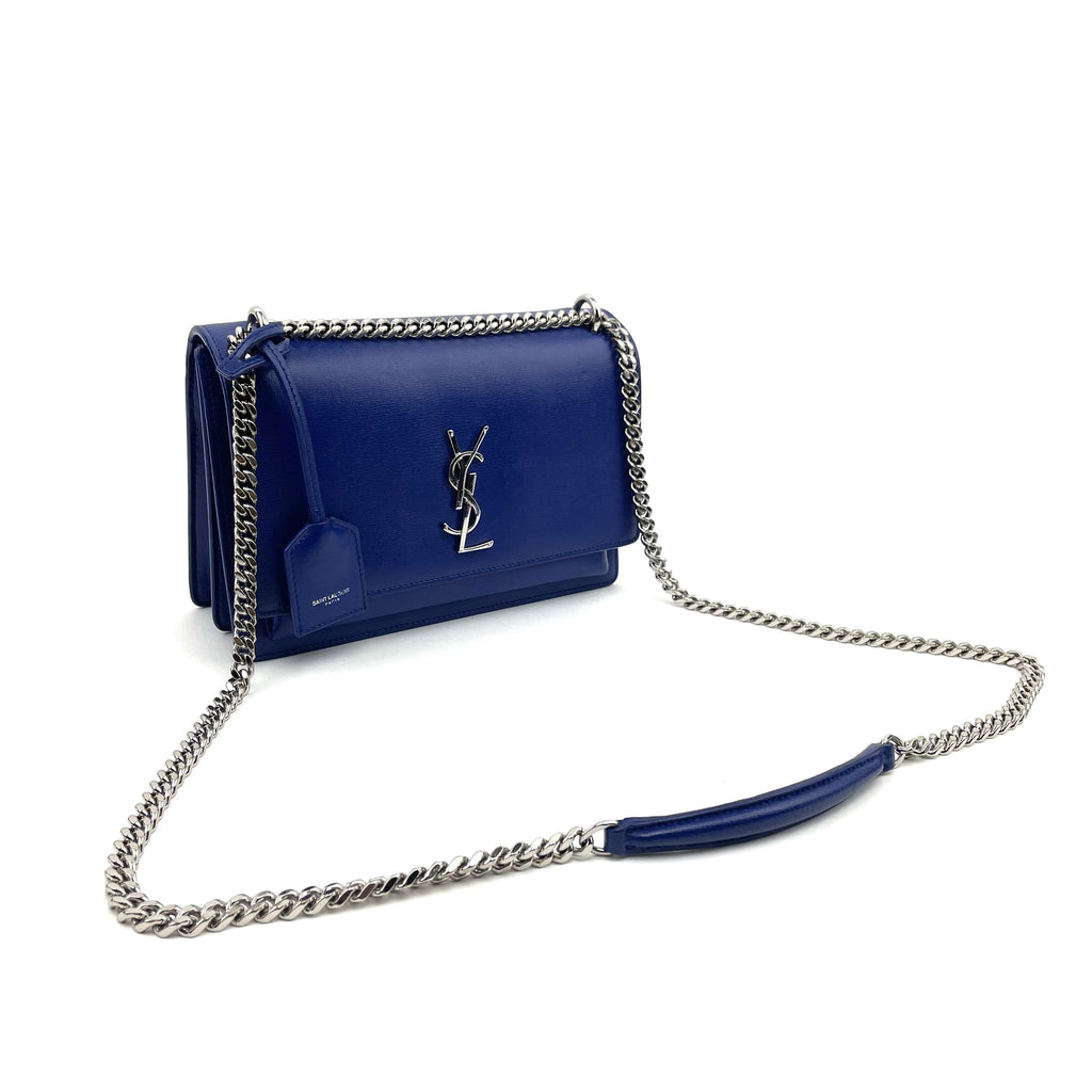 SAINT LAURENT Medium Sunset Shoulder Bag- Blue