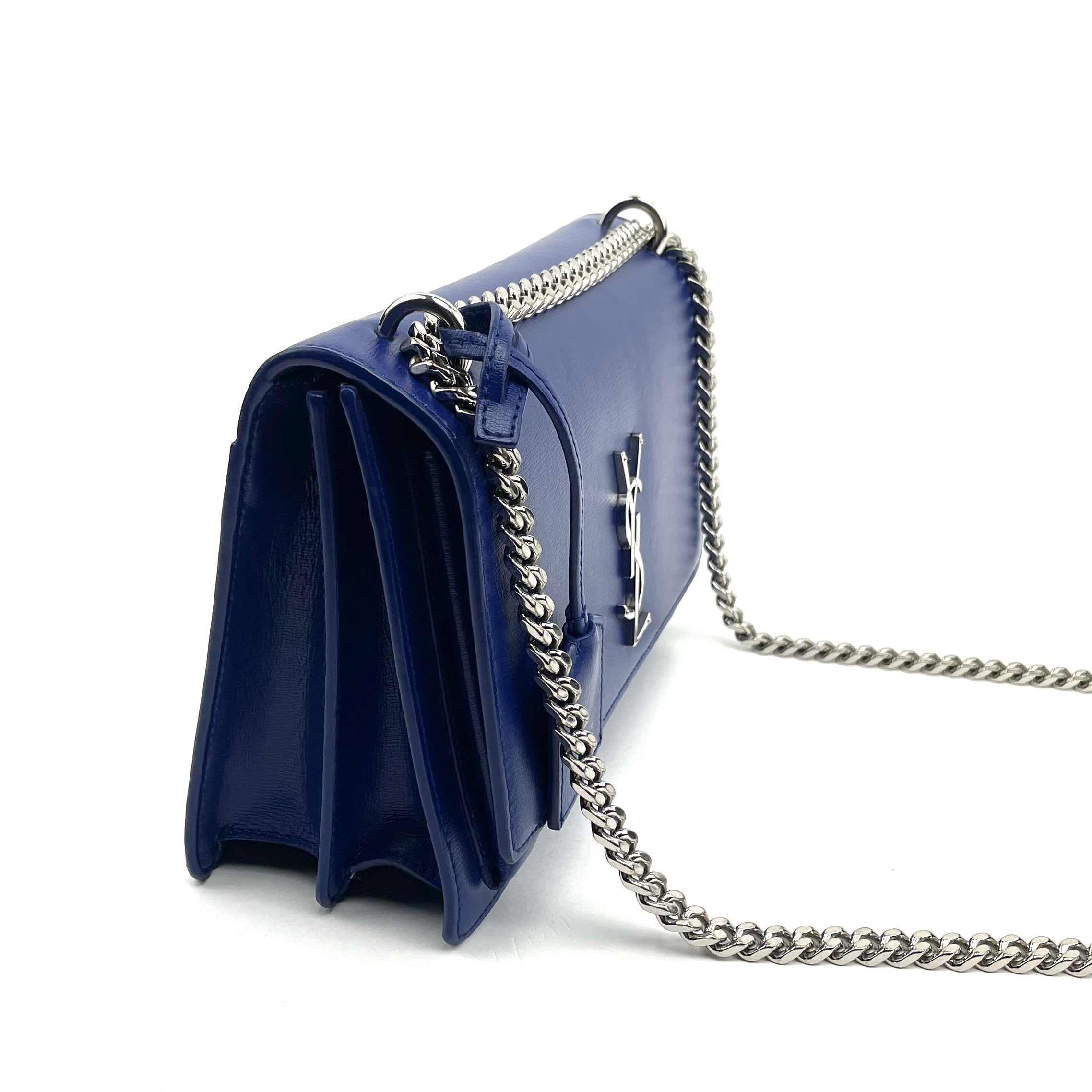 SAINT LAURENT Medium Sunset Shoulder Bag- Blue