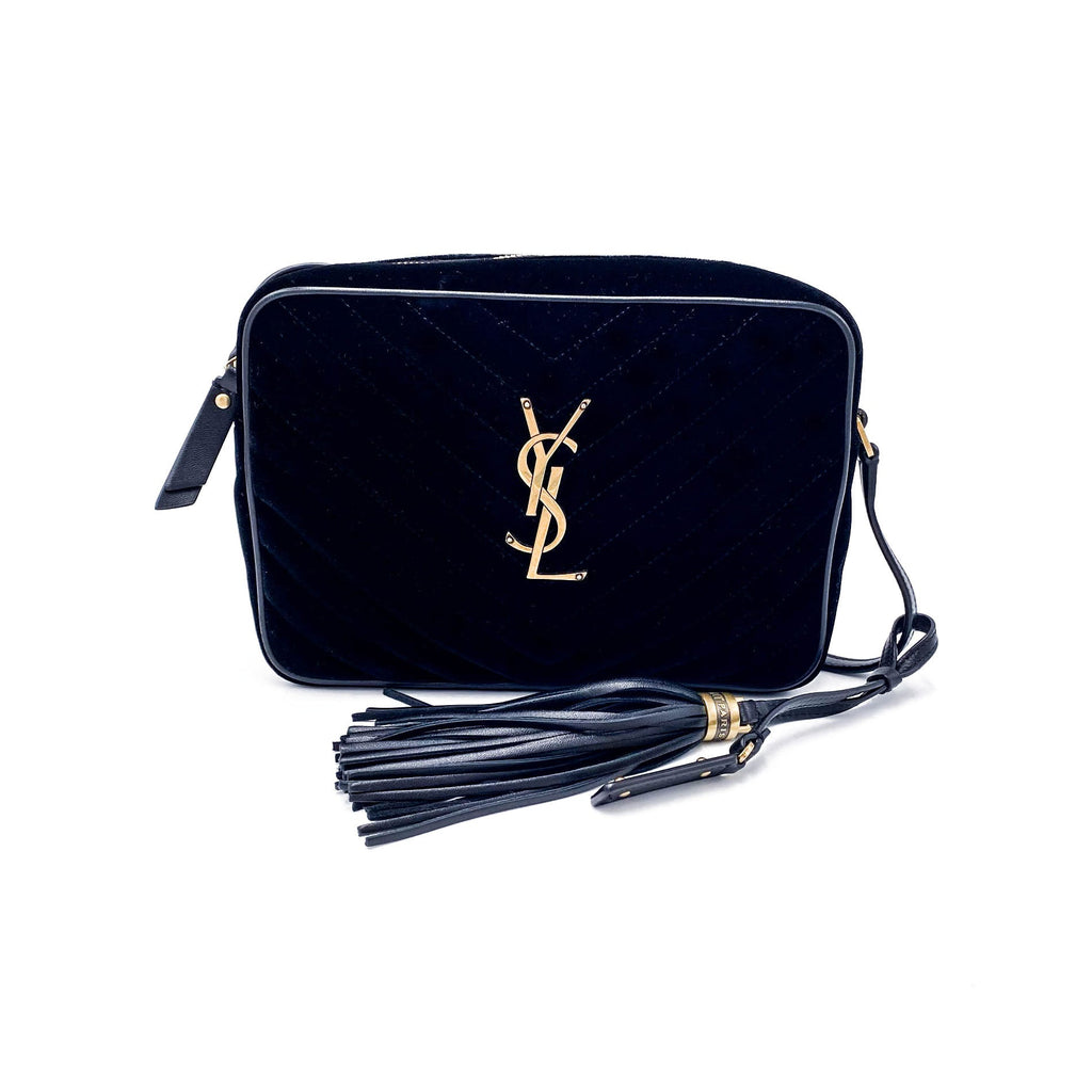 Saint Laurent Monogram Lou Camera Matelasse Black Velvet Shoulder Bag