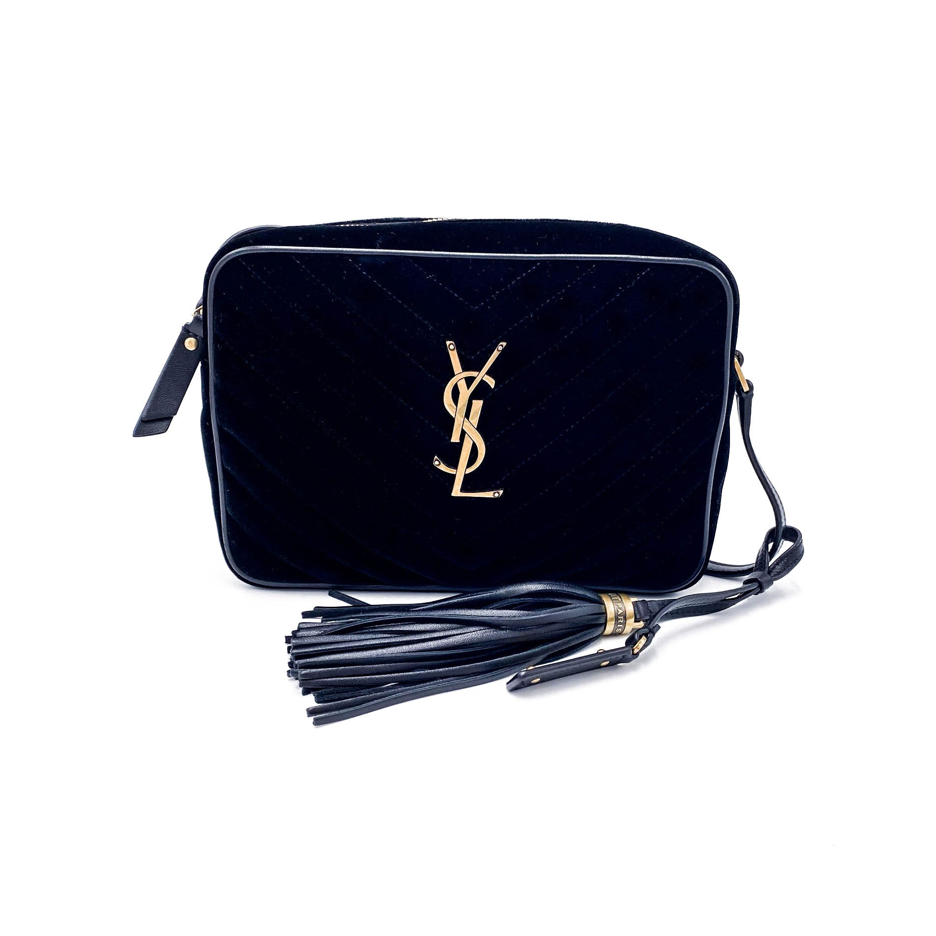 Saint Laurent Monogram Lou Camera Matelasse Black Velvet Shoulder Bag