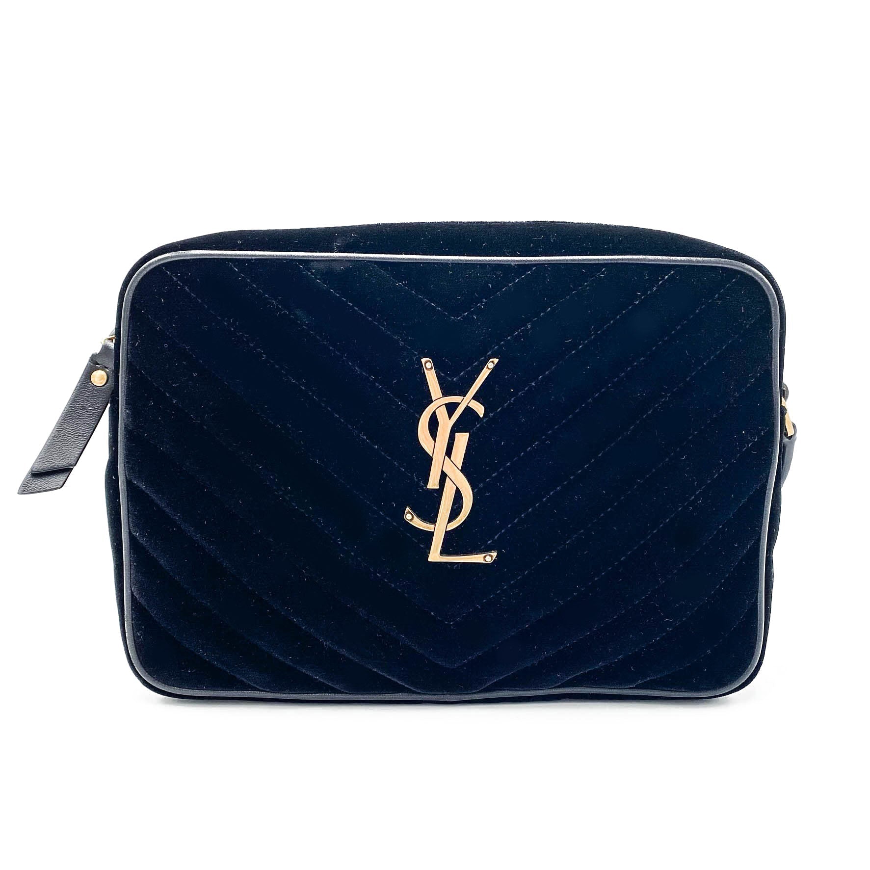 Saint Laurent Monogram Lou Camera Matelasse Black Velvet Shoulder Bag