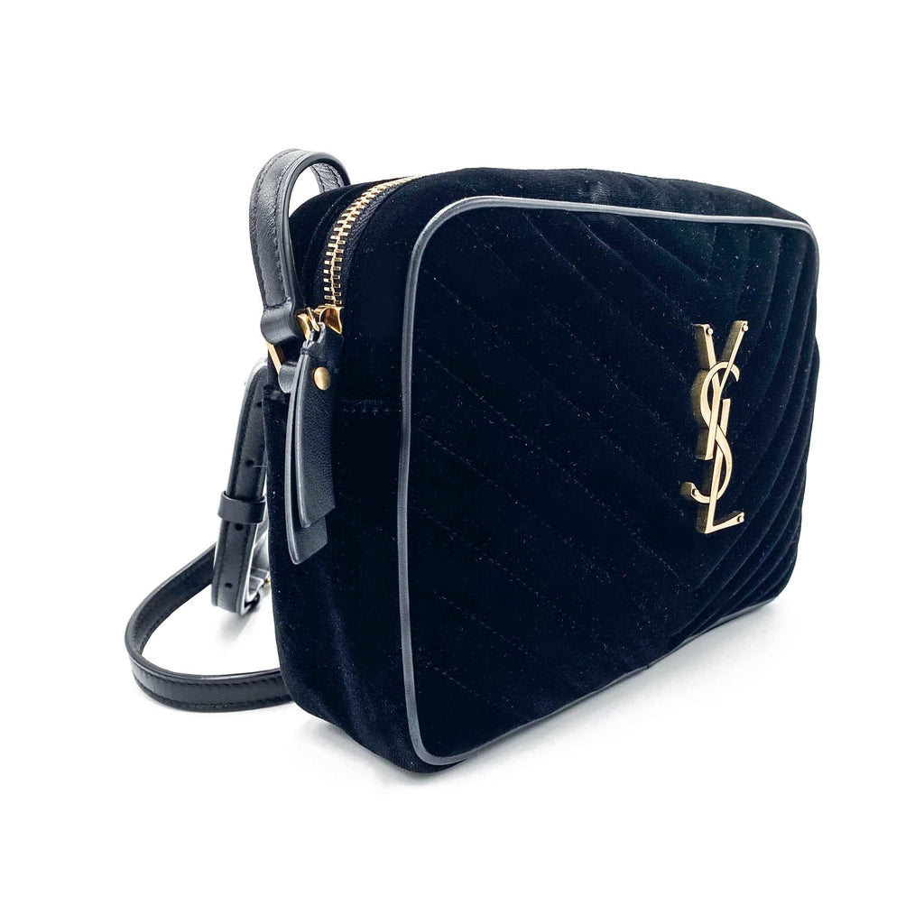 Saint Laurent Monogram Lou Camera Matelasse Black Velvet Shoulder Bag