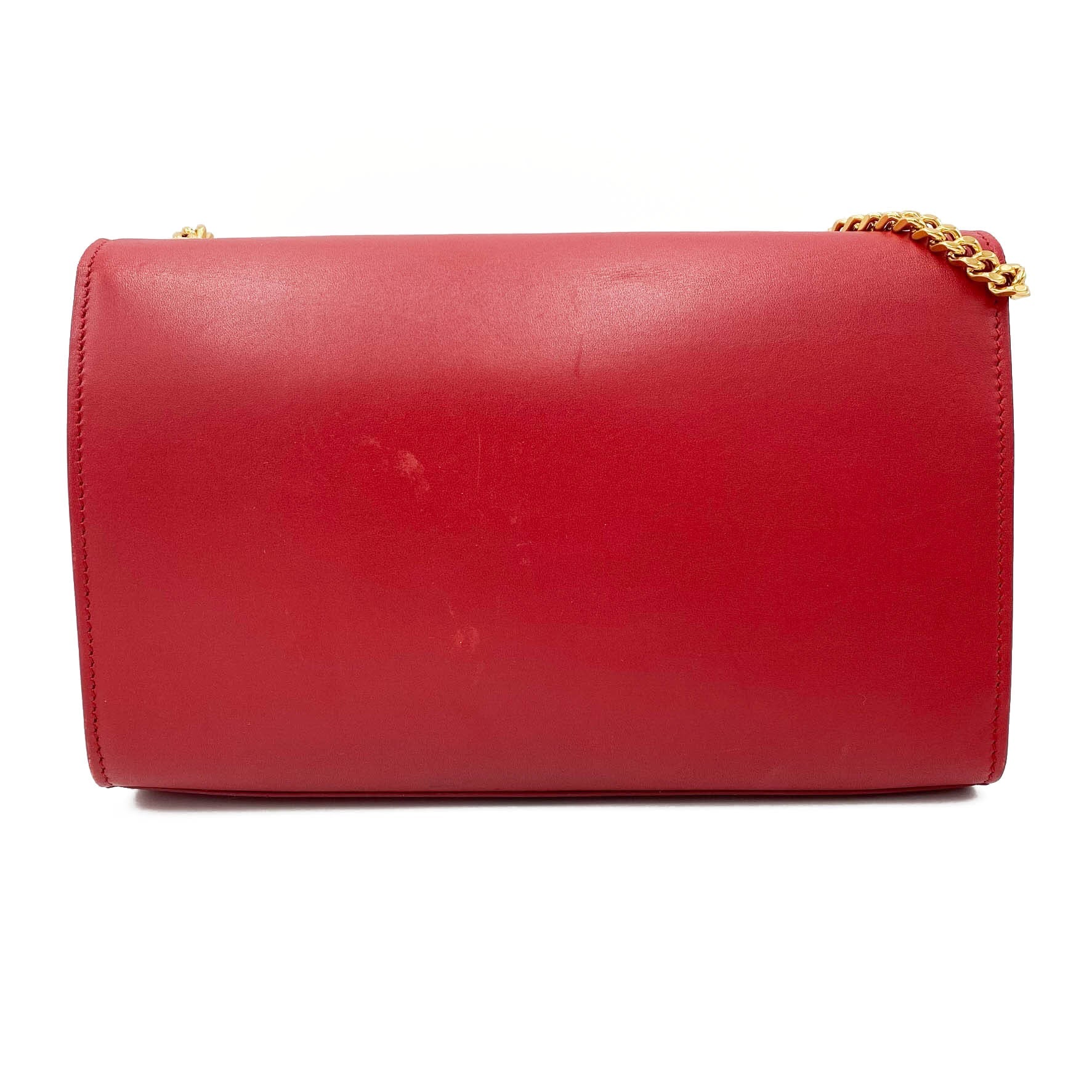 Saint Laurent Monogram Kate Smooth Medium Classic Tassel Red Calfskin Leather Satchel