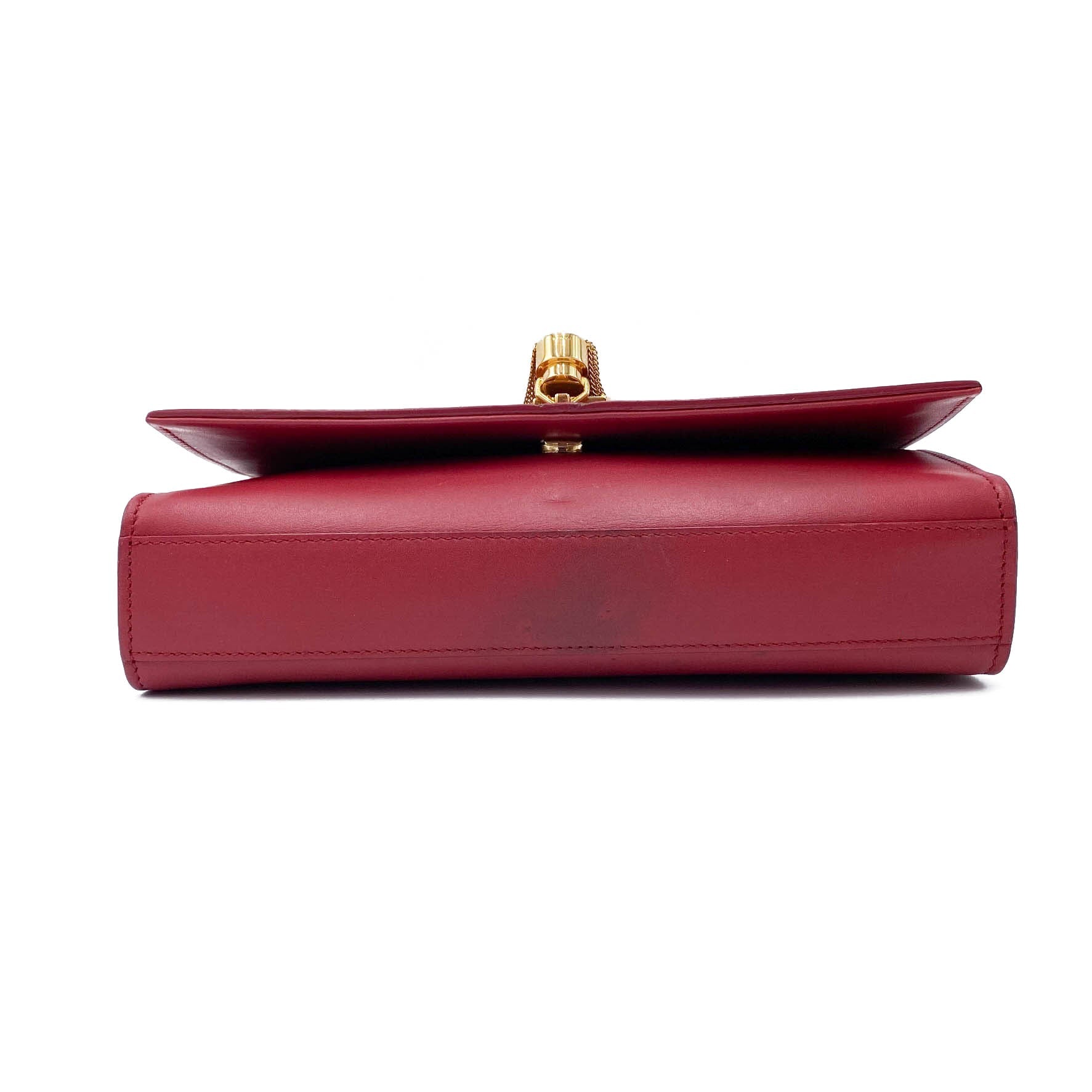 Saint Laurent Monogram Kate Smooth Medium Classic Tassel Red Calfskin Leather Satchel