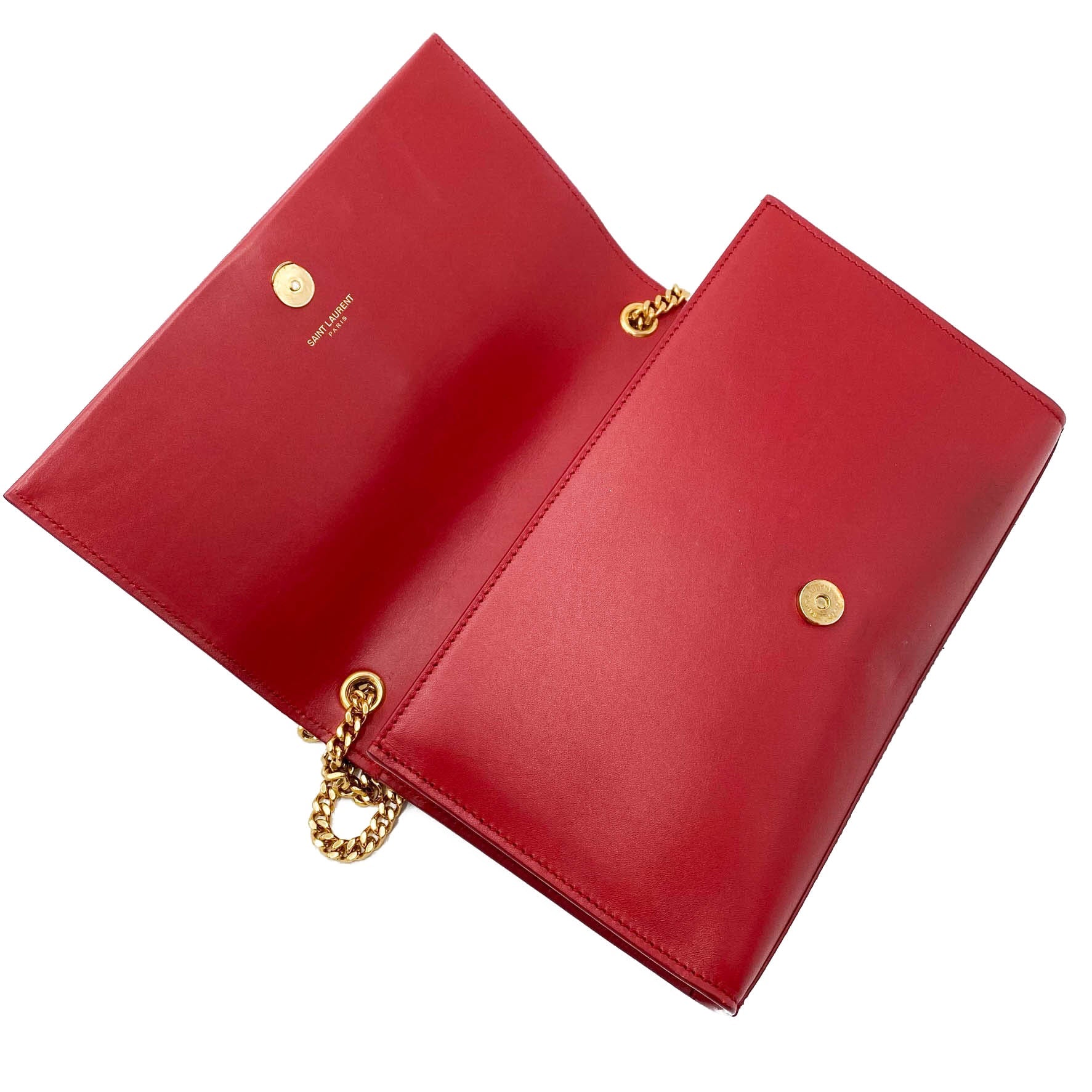 Saint Laurent Monogram Kate Smooth Medium Classic Tassel Red Calfskin Leather Satchel