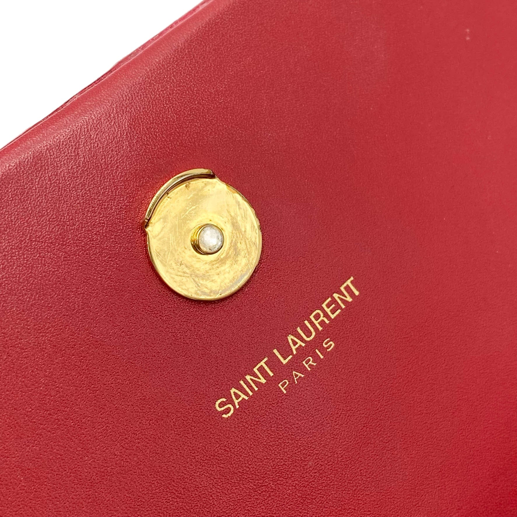 Saint Laurent Monogram Kate Smooth Medium Classic Tassel Red Calfskin Leather Satchel