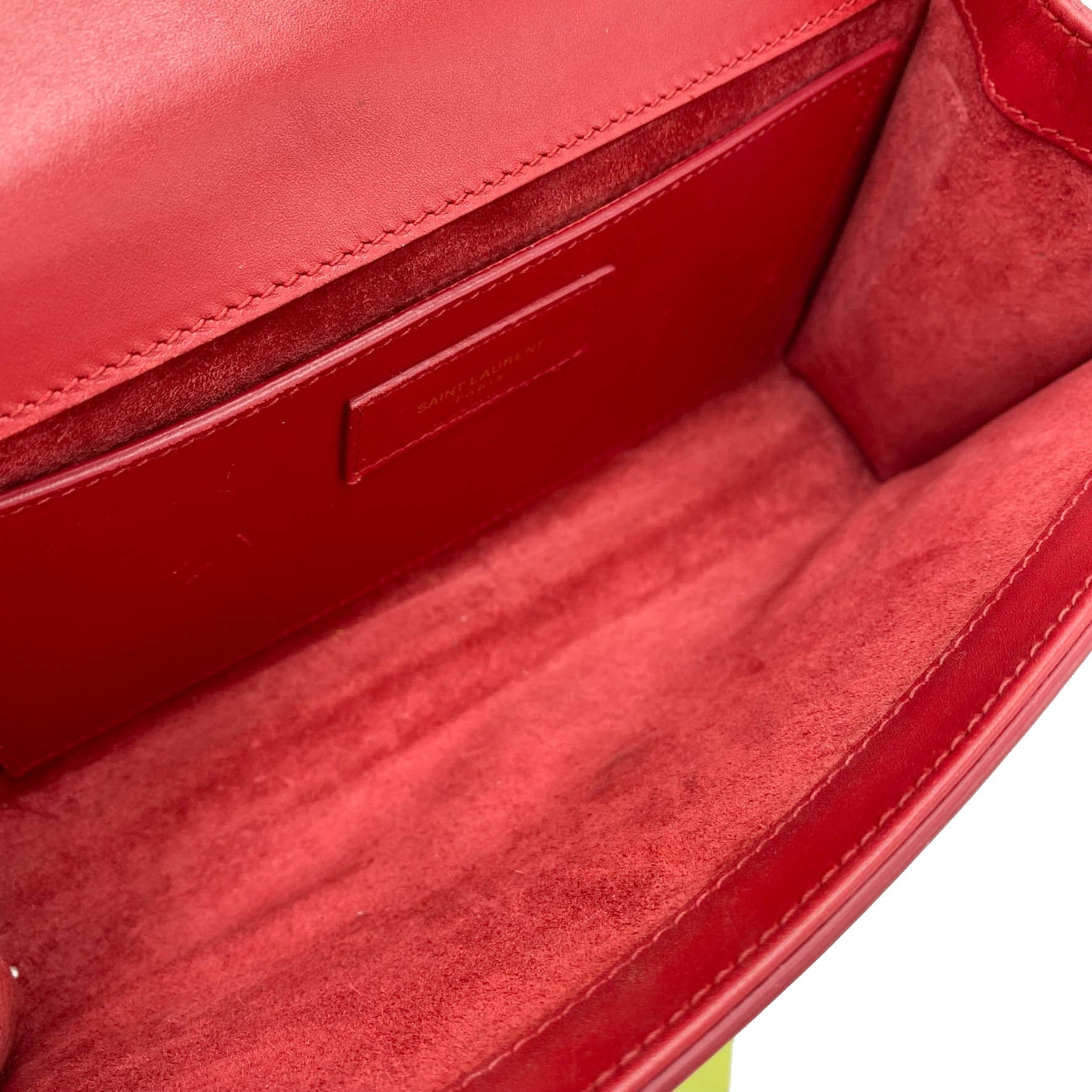 Saint Laurent Monogram Kate Smooth Medium Classic Tassel Red Calfskin Leather Satchel