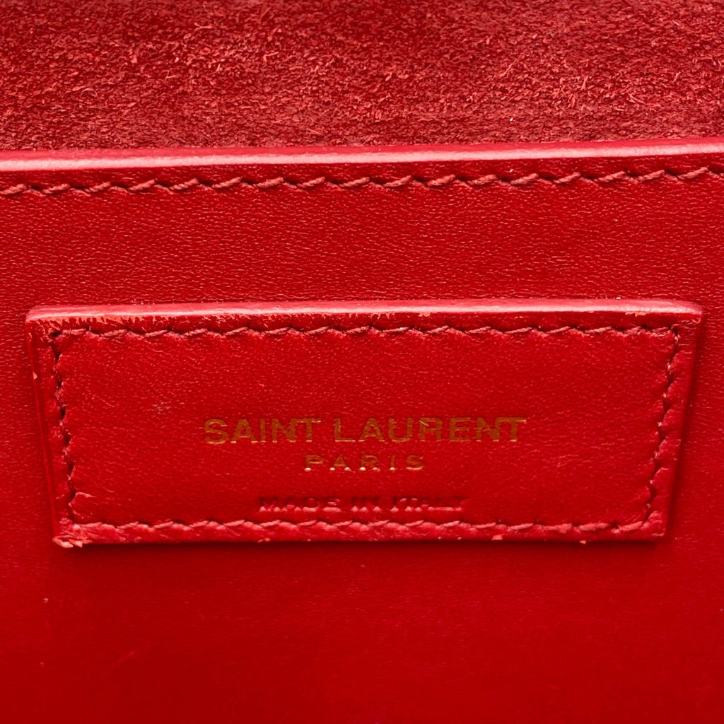 Saint Laurent Monogram Kate Smooth Medium Classic Tassel Red Calfskin Leather Satchel