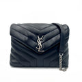 Saint Laurent Monogram Small Loulou Black Calfskin Leather Satchel