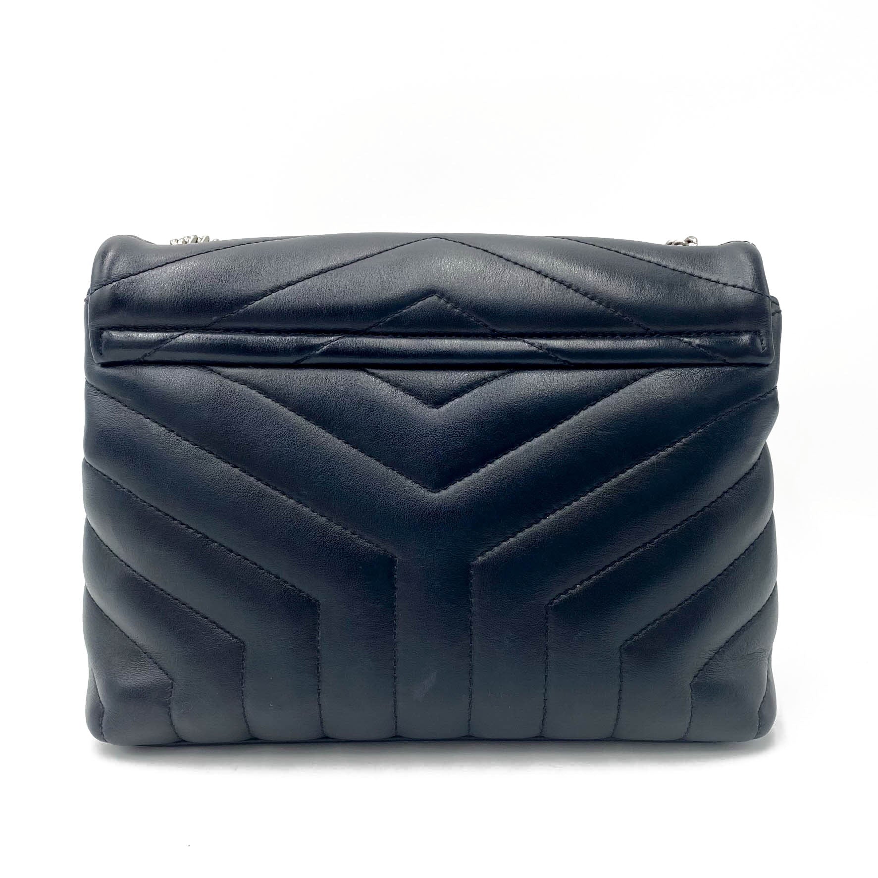 Saint Laurent Monogram Small Loulou Black Calfskin Leather Satchel