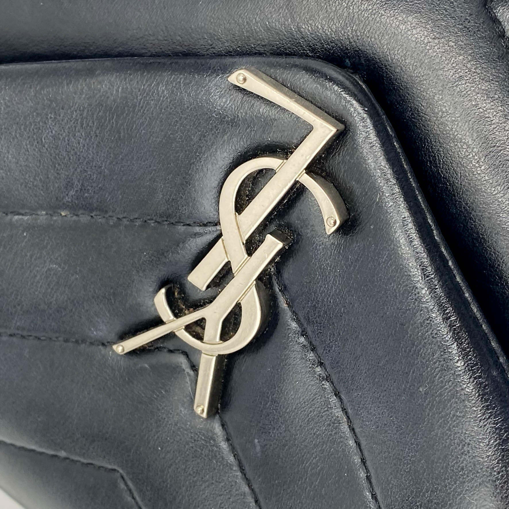 Saint Laurent Monogram Small Loulou Black Calfskin Leather Satchel
