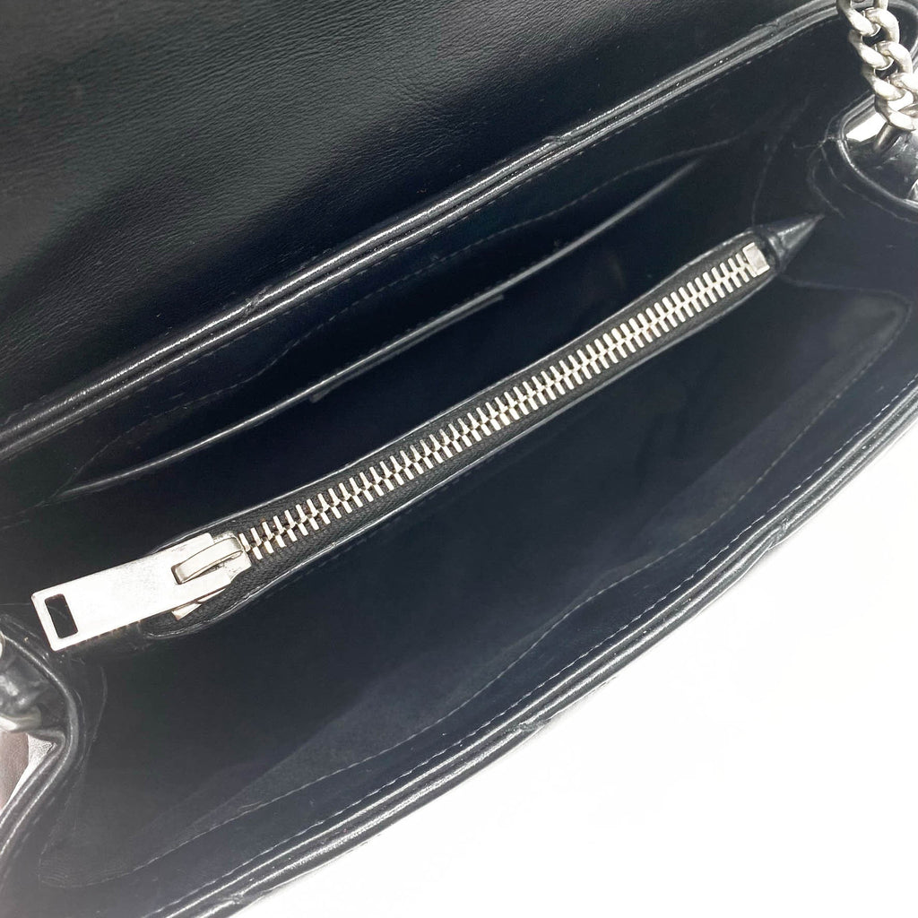 Saint Laurent Monogram Small Loulou Black Calfskin Leather Satchel