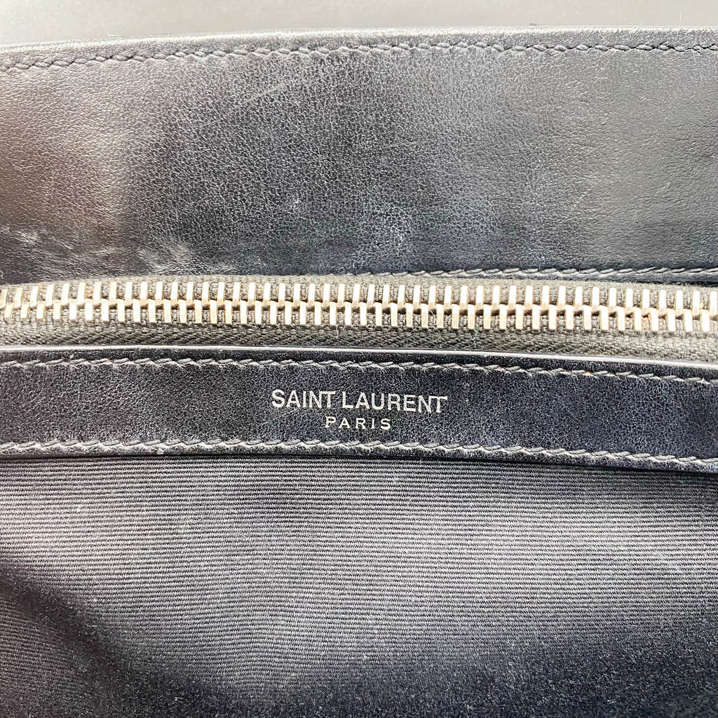 Saint Laurent Monogram Small Loulou Black Calfskin Leather Satchel