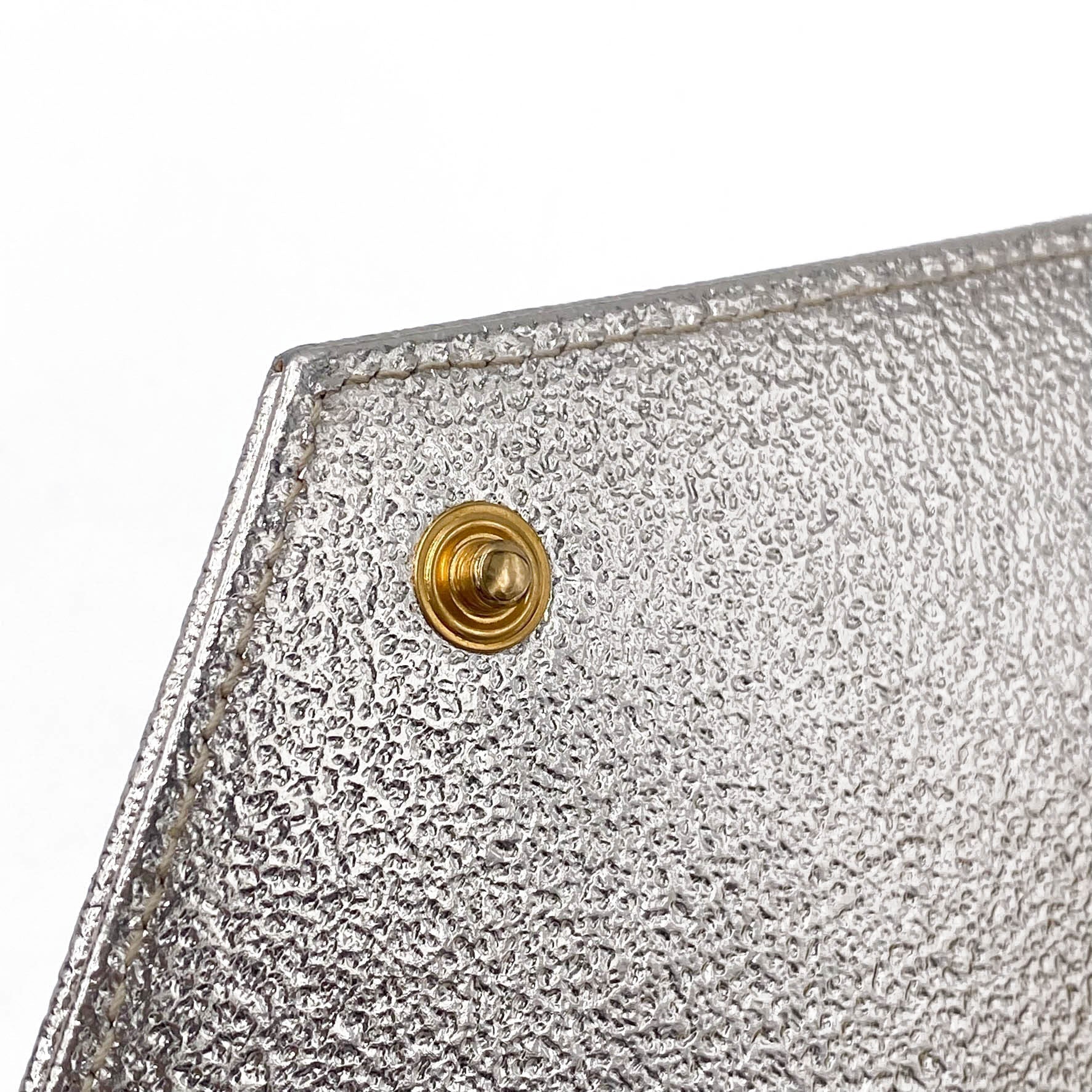 Saint Laurent Monogram Envelope Chain Wallet Metallic Silver Calfskin Leather Shoulder Bag