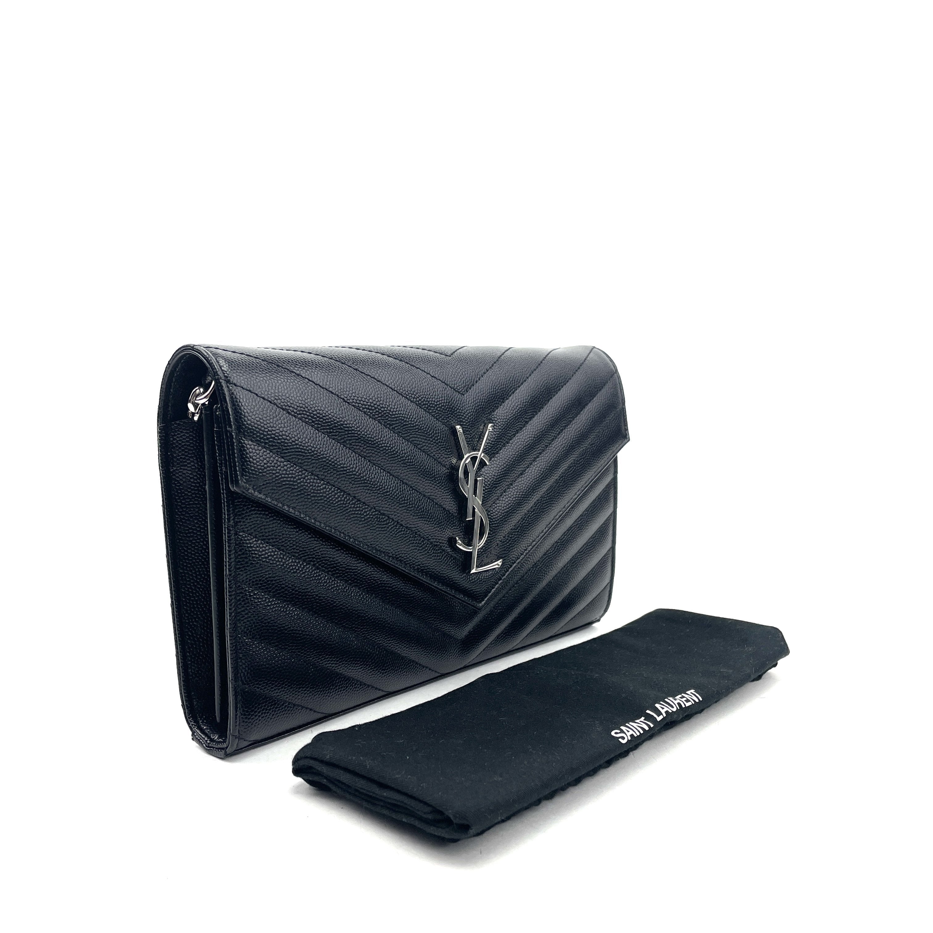 SAINT LAURENT Matelassé Envelope Wallet On Chain