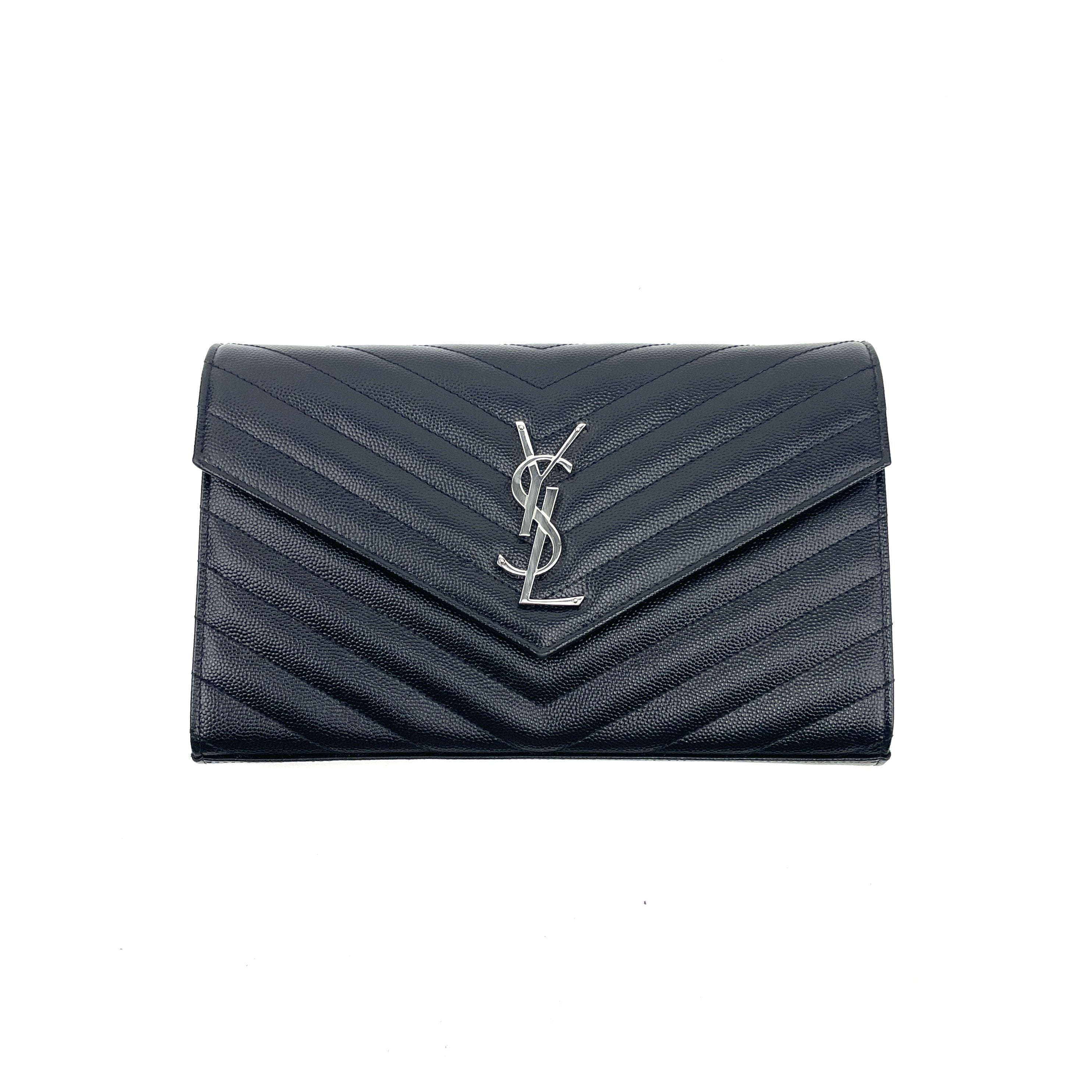 SAINT LAURENT Matelassé Envelope Wallet On Chain