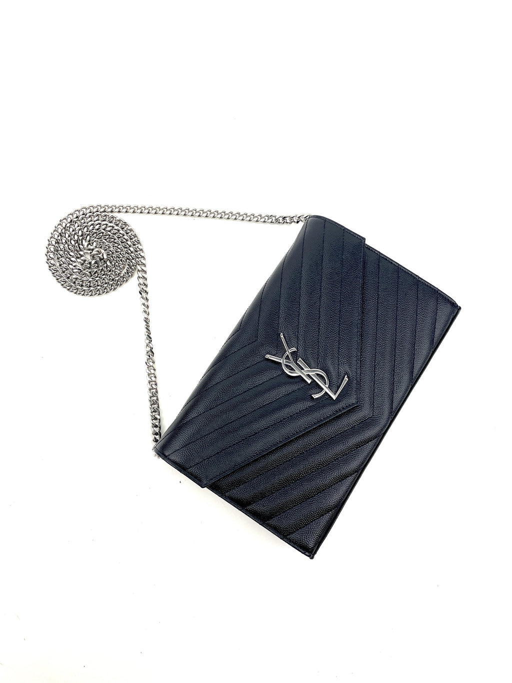 SAINT LAURENT Matelassé Envelope Wallet On Chain