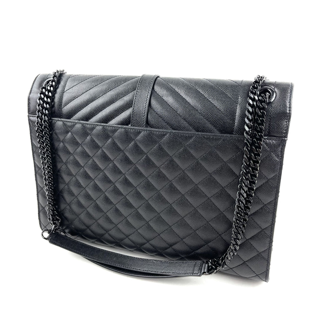 SAINT LAURENT Lg Triquilt Monogram Matelasse Envelope Bag