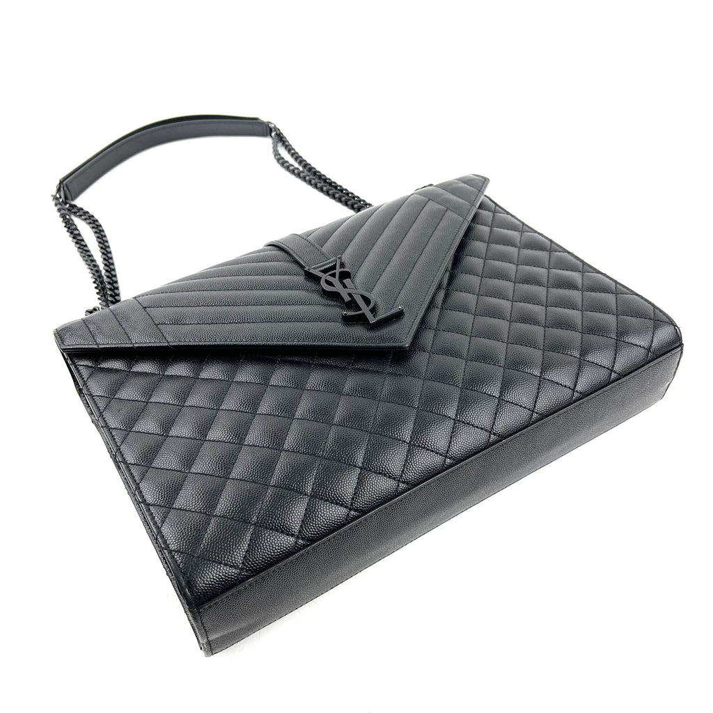 SAINT LAURENT Lg Triquilt Monogram Matelasse Envelope Bag