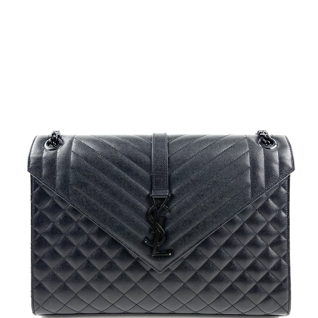 SAINT LAURENT Lg Triquilt Monogram Matelasse Envelope Bag
