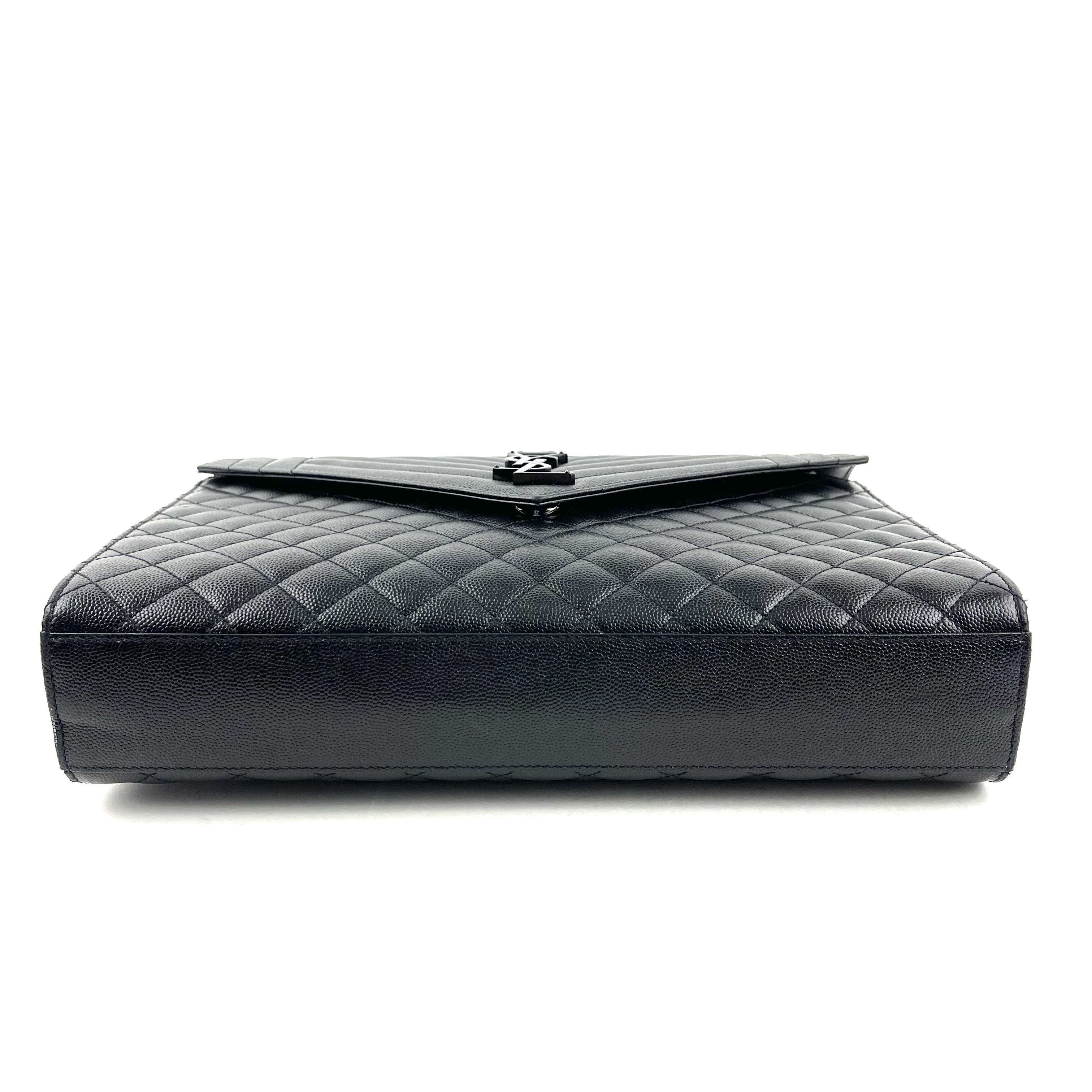 SAINT LAURENT Lg Triquilt Monogram Matelasse Envelope Bag