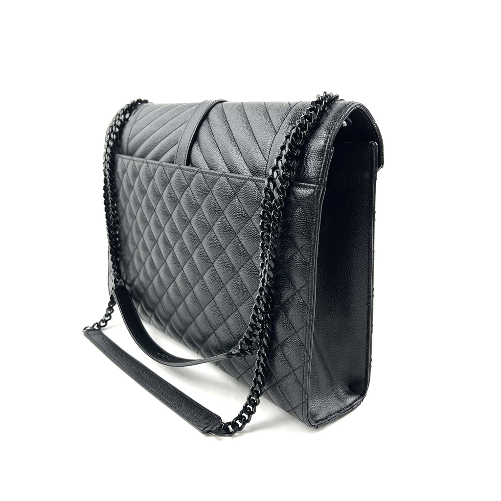 SAINT LAURENT Lg Triquilt Monogram Matelasse Envelope Bag