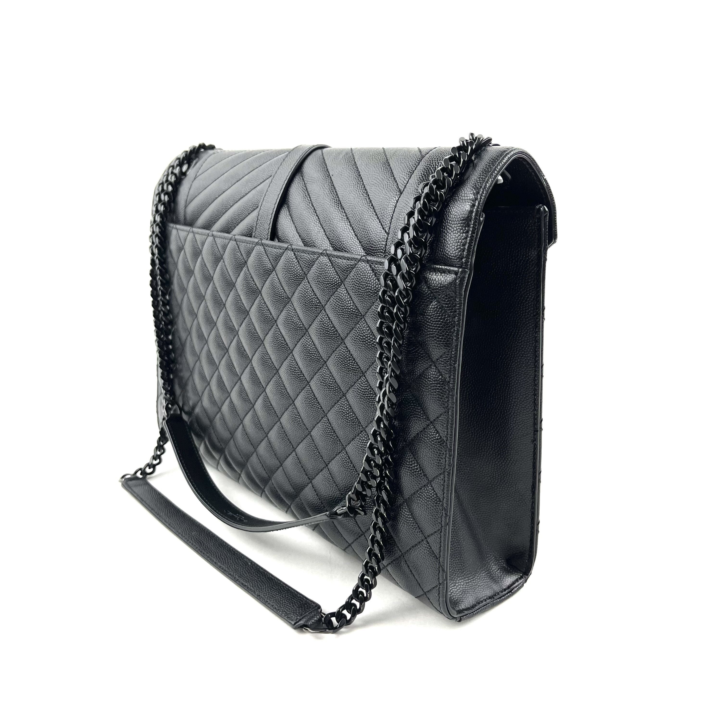 SAINT LAURENT Lg Triquilt Monogram Matelasse Envelope Bag