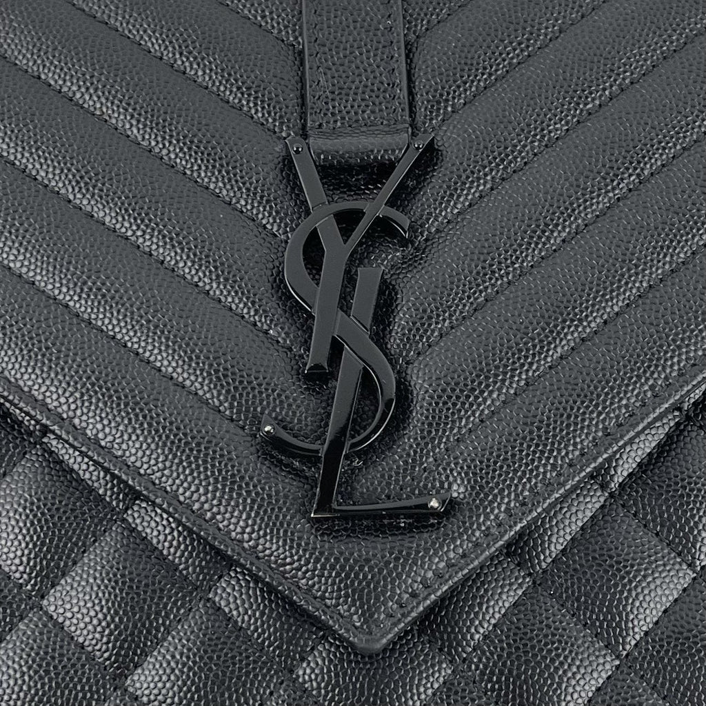 SAINT LAURENT Lg Triquilt Monogram Matelasse Envelope Bag