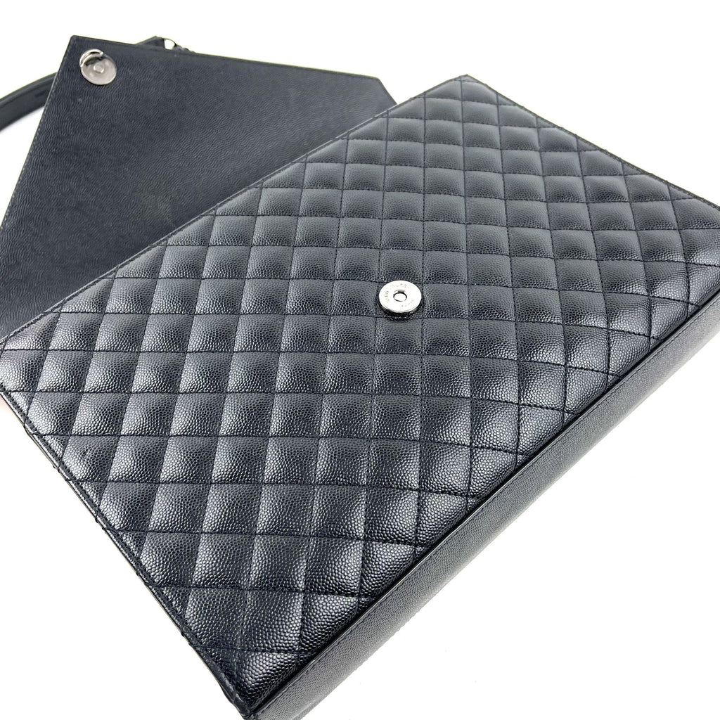 SAINT LAURENT Lg Triquilt Monogram Matelasse Envelope Bag
