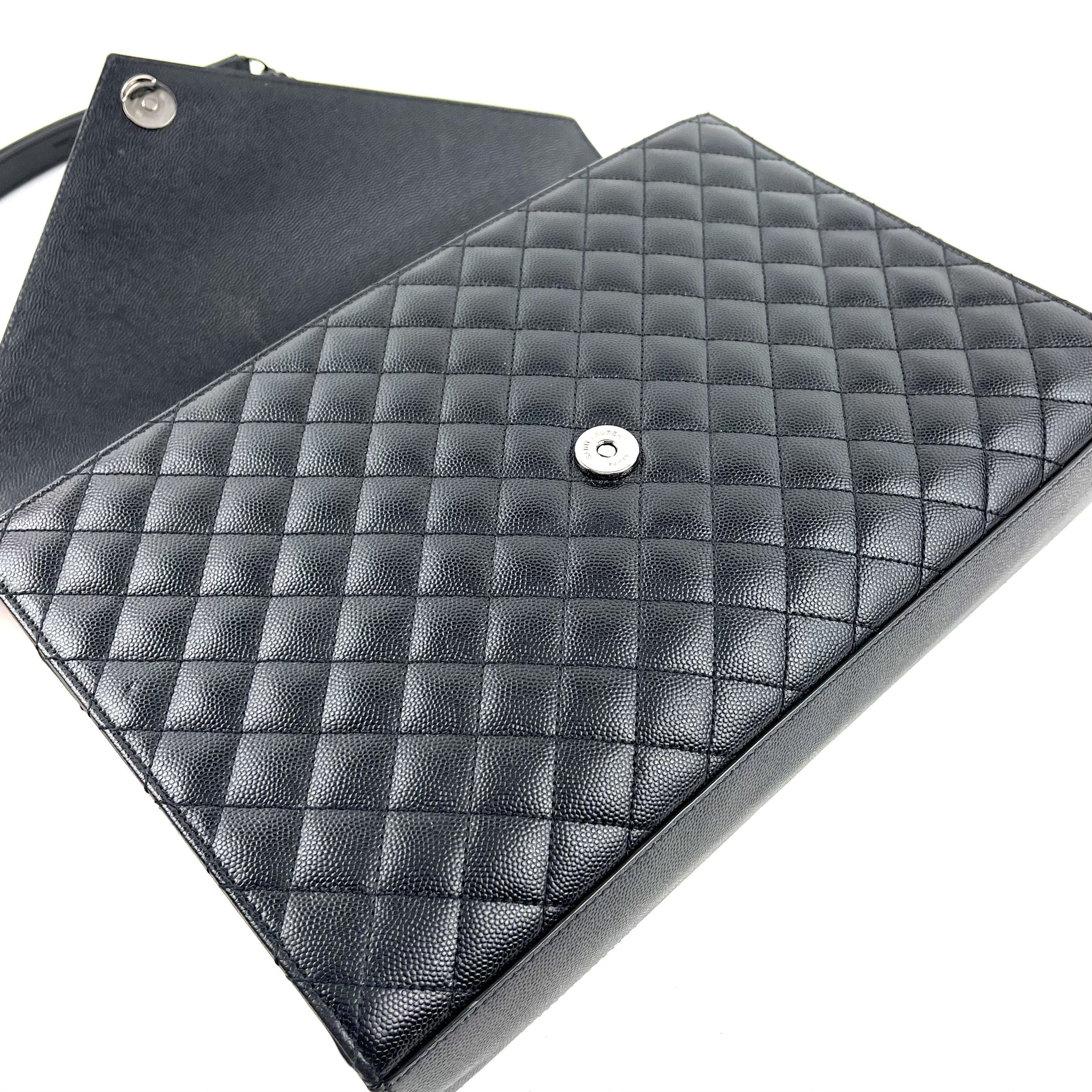 SAINT LAURENT Lg Triquilt Monogram Matelasse Envelope Bag