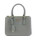 PRADA Small Saffiano Cuir Tote w/Strap - Grey