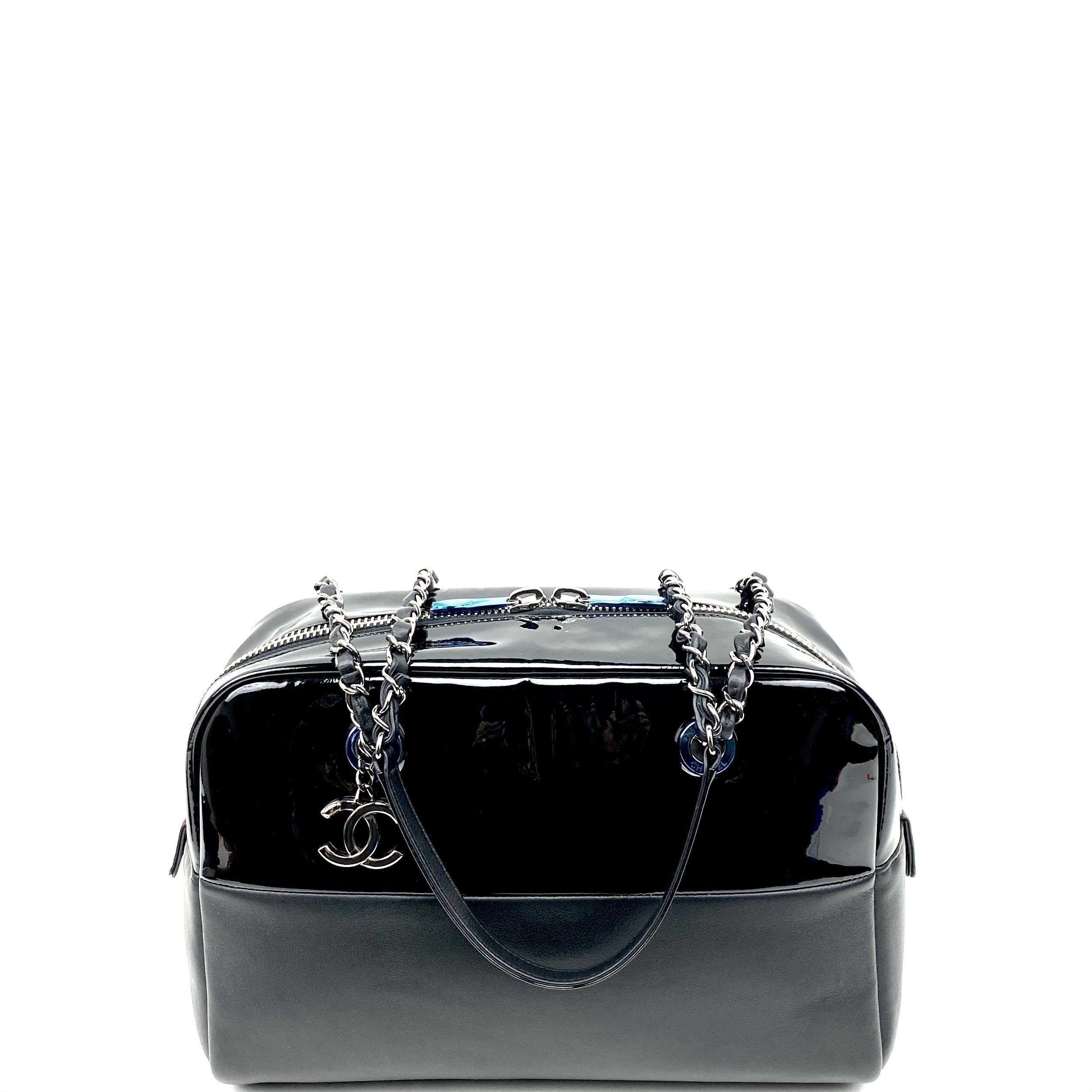 CHANEL Patent & Lambskin Leather Bowling Bag