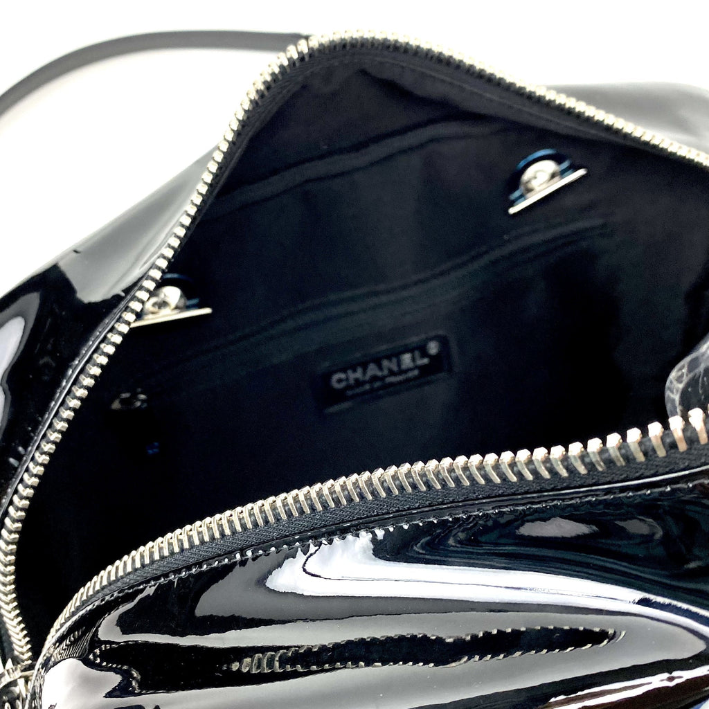 CHANEL Patent & Lambskin Leather Bowling Bag