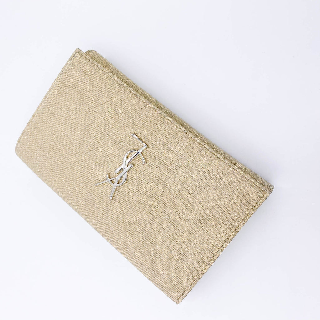 Saint Laurent Monogram Kate Chain Wallet Medium WOC Sparkle Gold