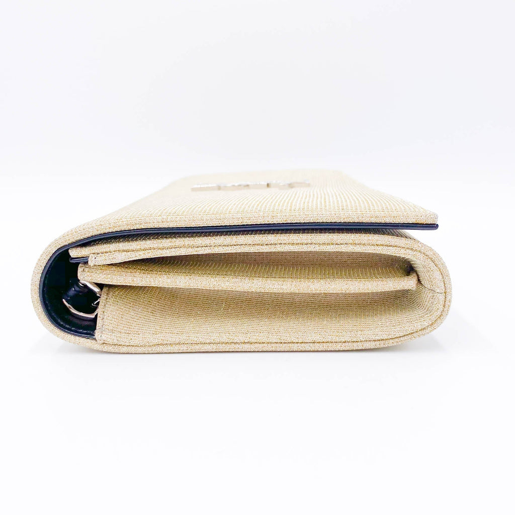 Saint Laurent Monogram Kate Chain Wallet Medium WOC Sparkle Gold