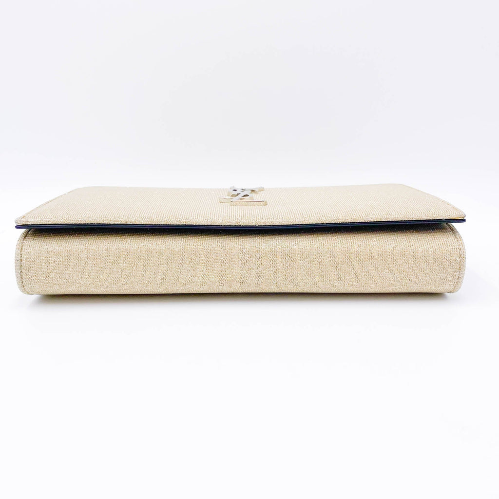 Saint Laurent Monogram Kate Chain Wallet Medium WOC Sparkle Gold