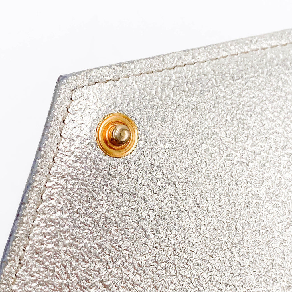 Saint Laurent Chain Wallet Monogram Envelope Metallic Calfskin Matelasse Chevron Pale Gold Leather Shoulder Bag