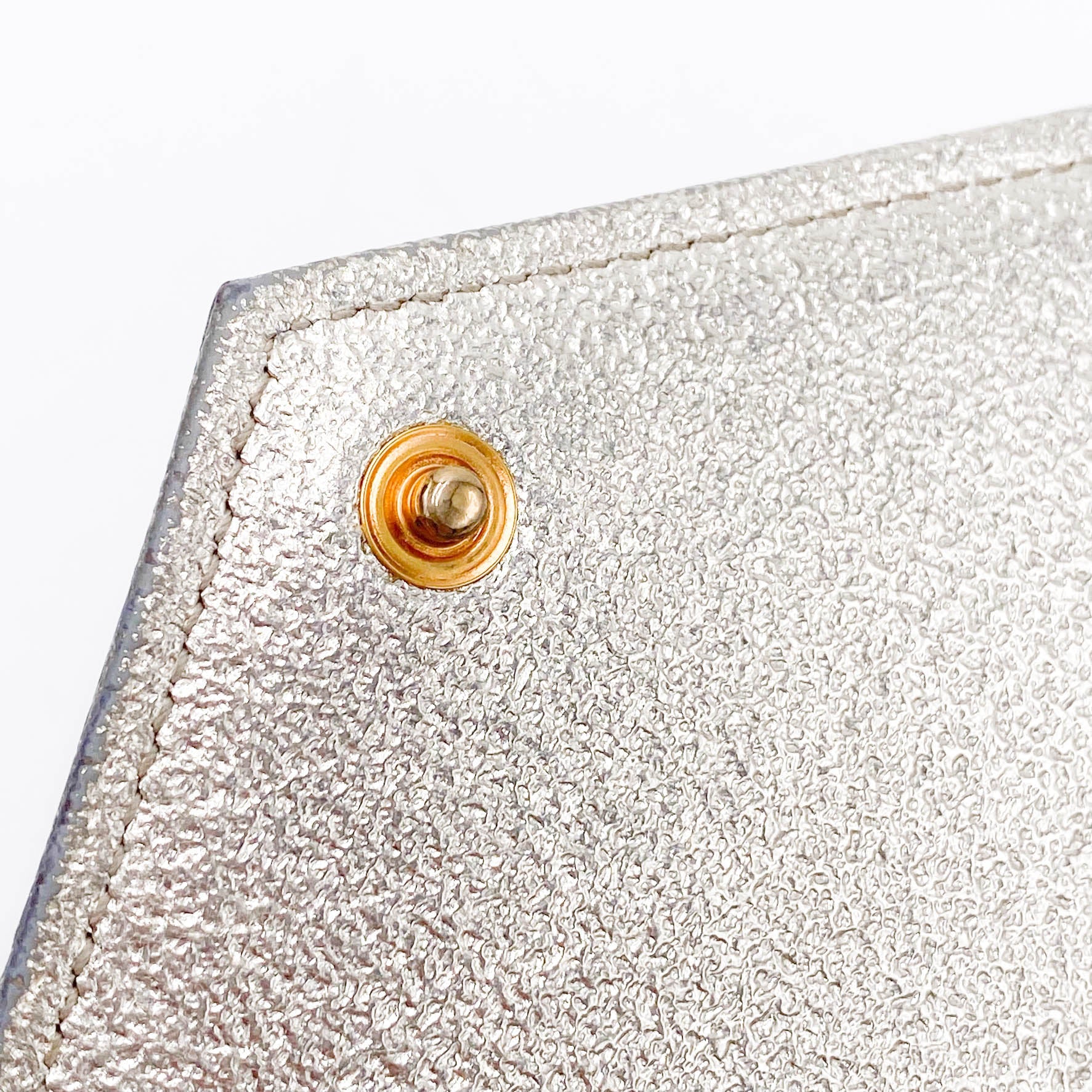 Saint Laurent Chain Wallet Monogram Envelope Metallic Calfskin Matelasse Chevron Pale Gold Leather Shoulder Bag