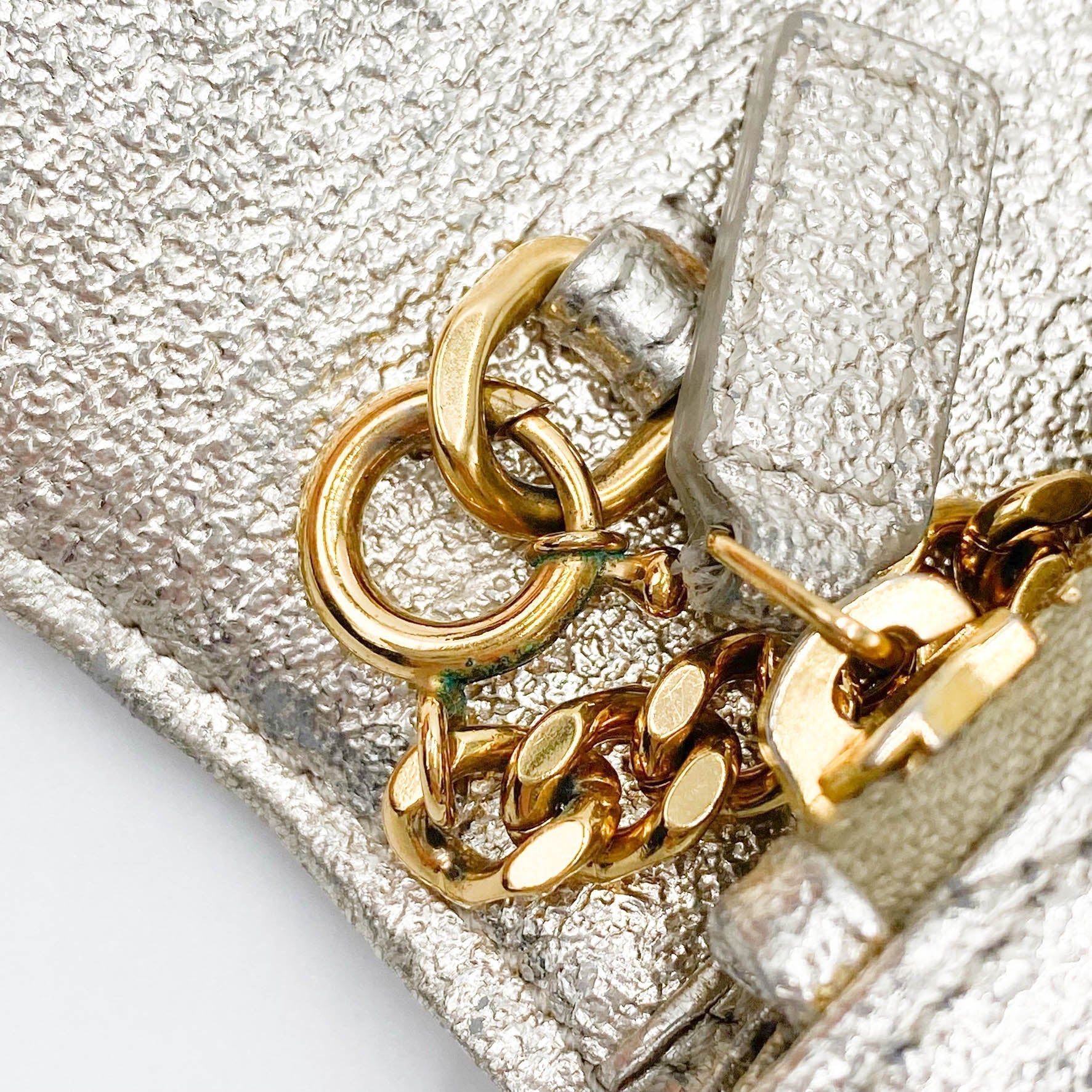 Saint Laurent Chain Wallet Monogram Envelope Metallic Calfskin Matelasse Chevron Pale Gold Leather Shoulder Bag