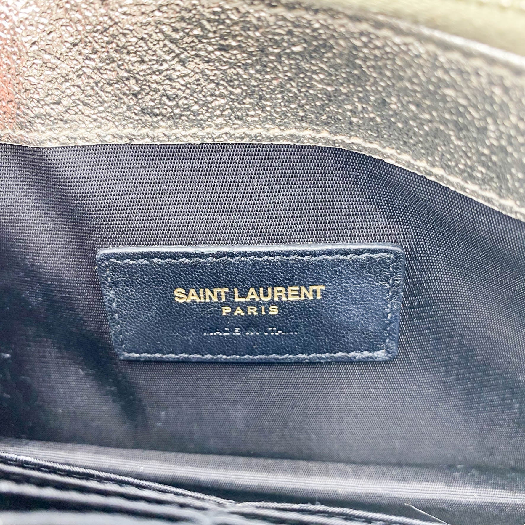 Saint Laurent Chain Wallet Monogram Envelope Metallic Calfskin Matelasse Chevron Pale Gold Leather Shoulder Bag