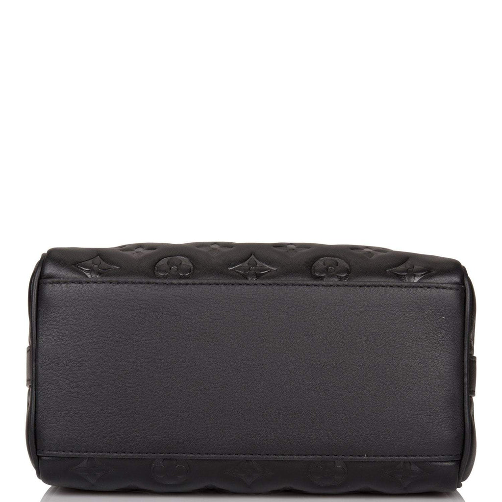 Louis Vuitton Black Embossed Monogram Speedy Bandouliere 22