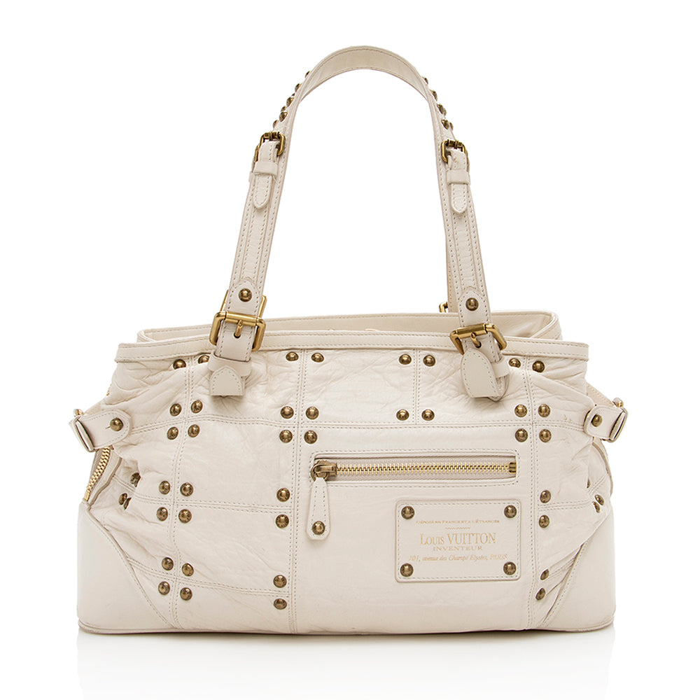 Louis Vuitton Leather Limited Edition Riveting Satchel (SHF-15156)