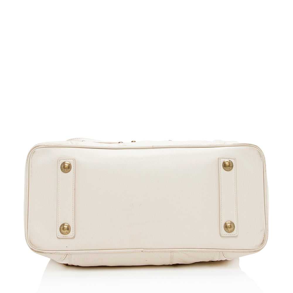 Louis Vuitton Leather Limited Edition Riveting Satchel (SHF-15156)