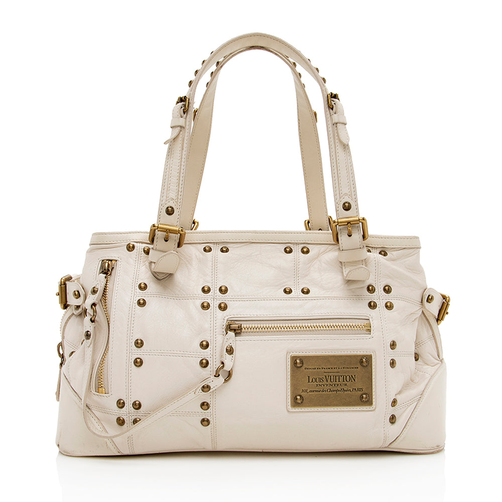 Louis Vuitton Leather Limited Edition Riveting Satchel (SHF-15156)
