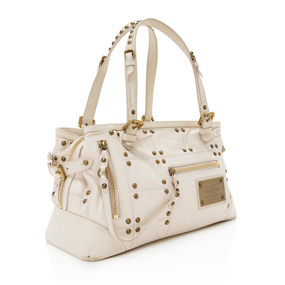 Louis Vuitton Leather Limited Edition Riveting Satchel (SHF-15156)