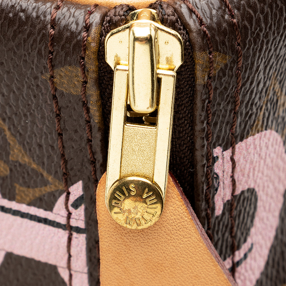Louis Vuitton Limited Edition Monogram Canvas Chain Flower Speedy 30 Satchel (SHF-18397)