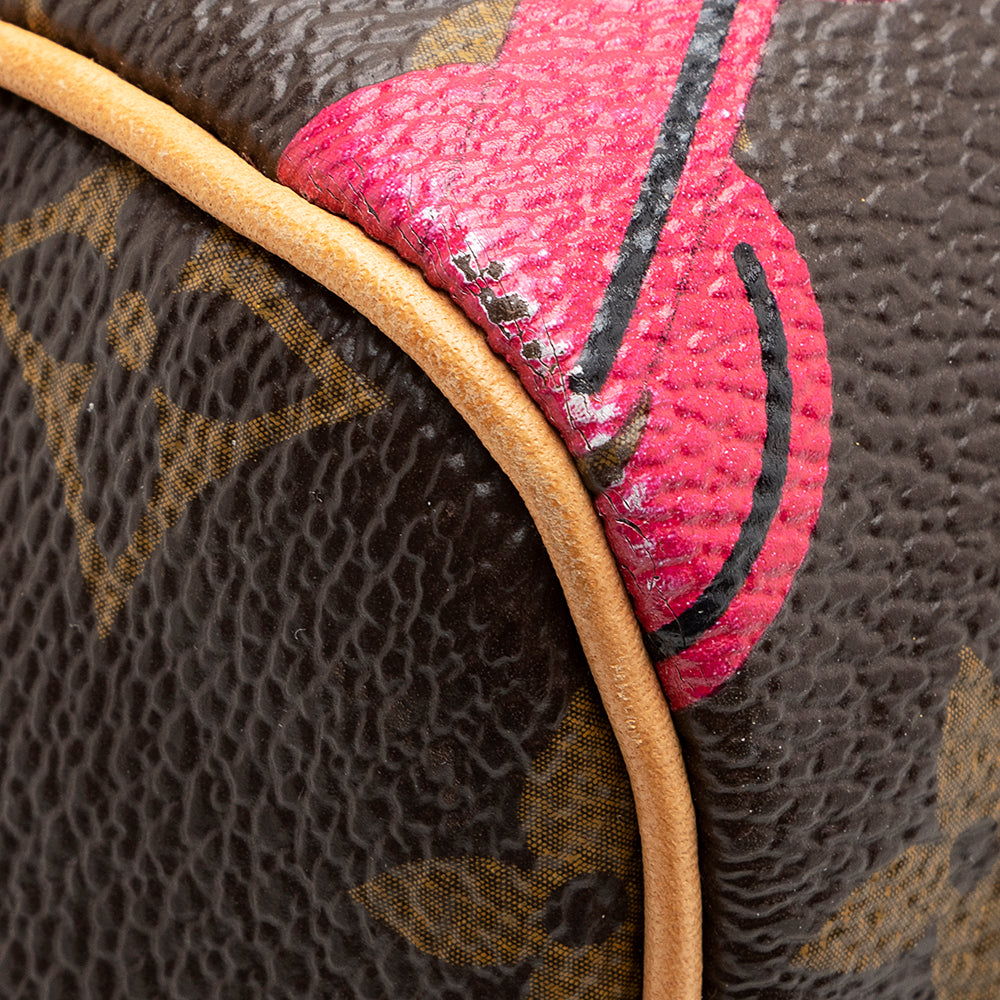 Louis Vuitton Limited Edition Monogram Canvas Chain Flower Speedy 30 Satchel (SHF-18397)